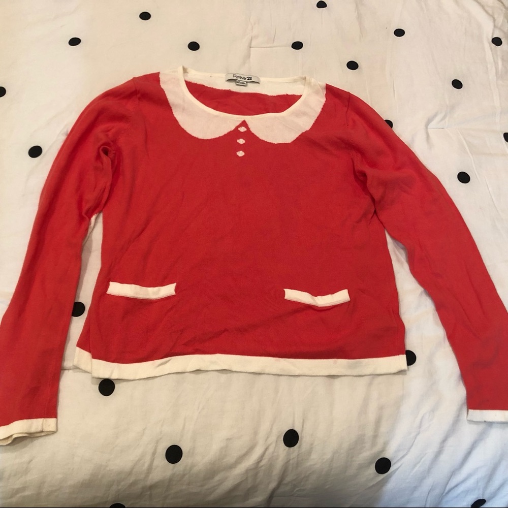 Coral Sweater with Faux Elbow Pads